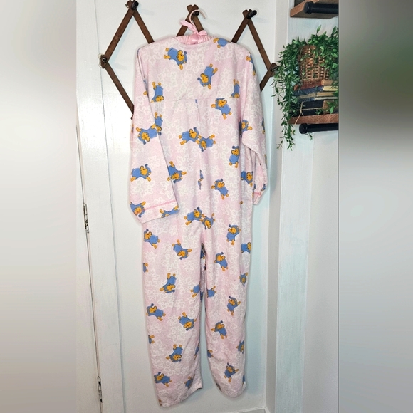 Vintage Winnie The Pooh 1 Piece Pajama Flannel Womens Size XL 4 Button Disney - Picture 3 of 7